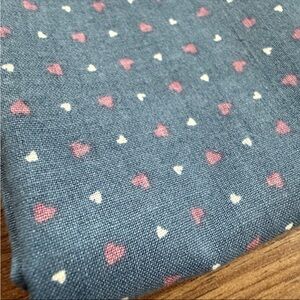 VTG 80s Tiny White Hearts Country Blue Grannycore Cottagecore Quilting Cotton